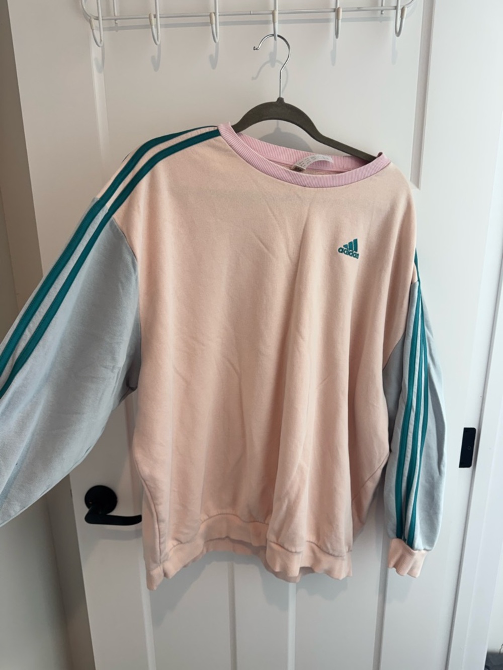 adidas Pink Crewneck Sweatshirt with Teal Logo